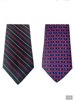 BROOKS BROTHERS Set of 2 Ties 100% Silk Patterned Striped Classic